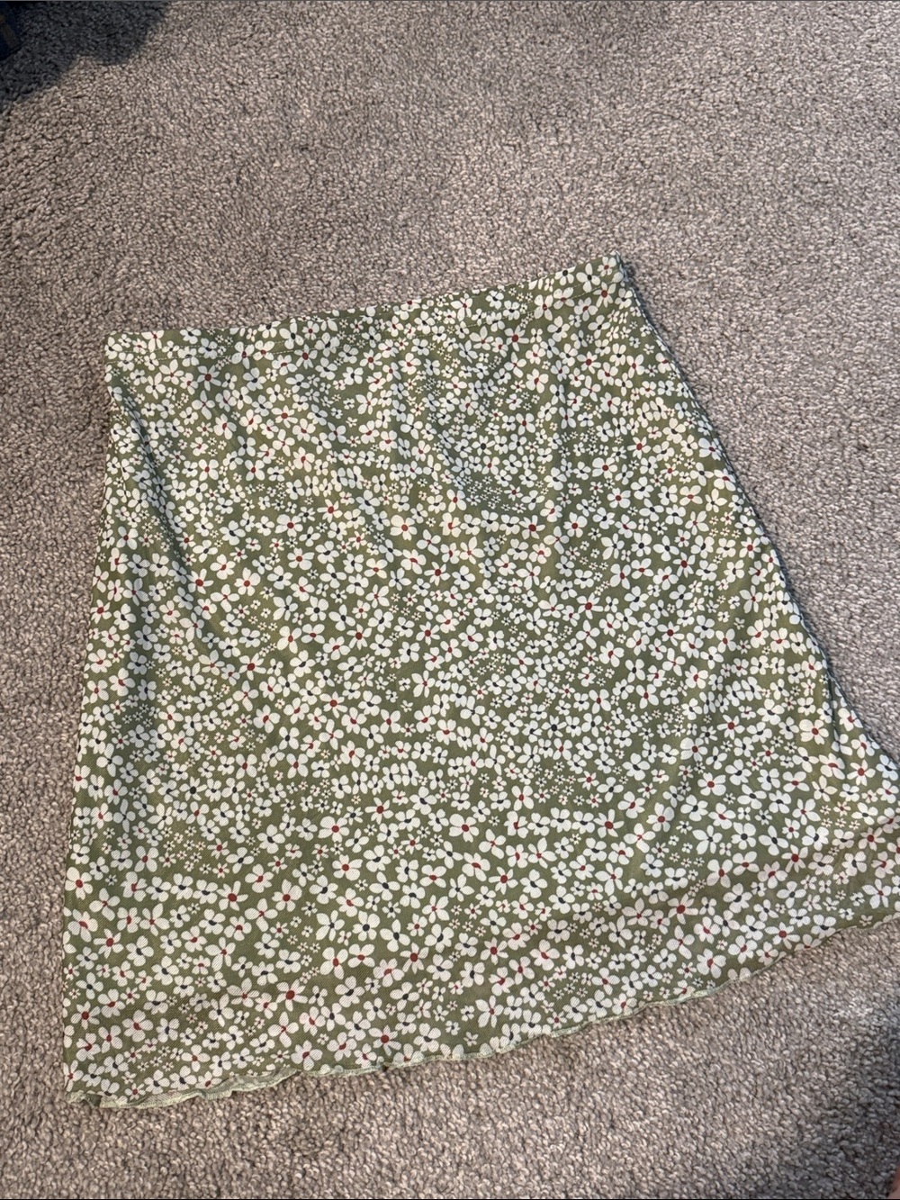 Women's Olive Green Floral A-Line Skirt